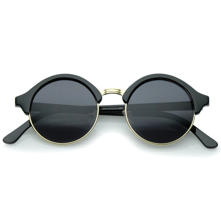 Classic Semi-Rimless Metal Nose Bridge P3 Round Sunglasses 47mm Image 1
