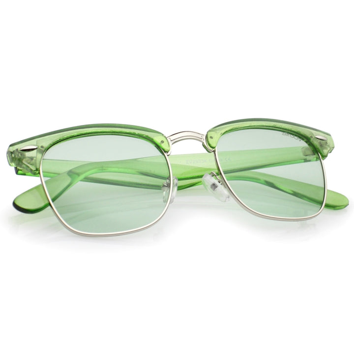 Classic Translucent Horn Rimmed Square Color Tinted Lens Half Frame Sunglasses 49mm Image 4
