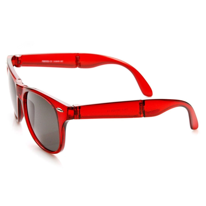 Colorful Translucent Pocket Compact Folding Horn Rimmed Sunglasses 54mm Image 3