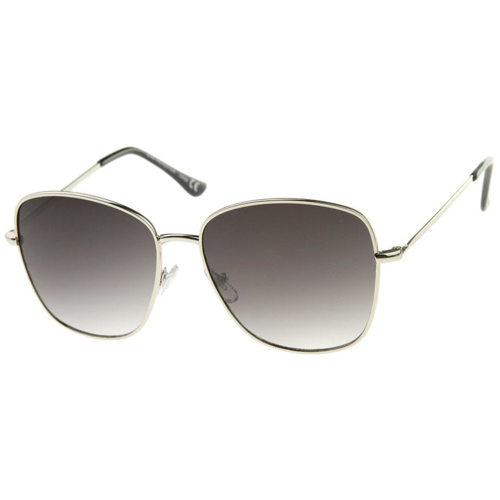 Contemporary Modern Fashion Full Metal Slim Temple Square Sunglasses 57mm Image 2