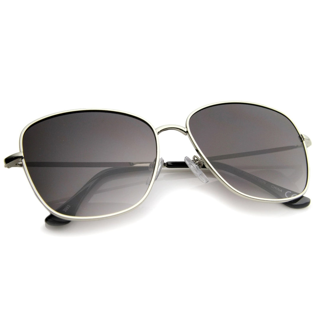 Contemporary Modern Fashion Full Metal Slim Temple Square Sunglasses 57mm Image 4