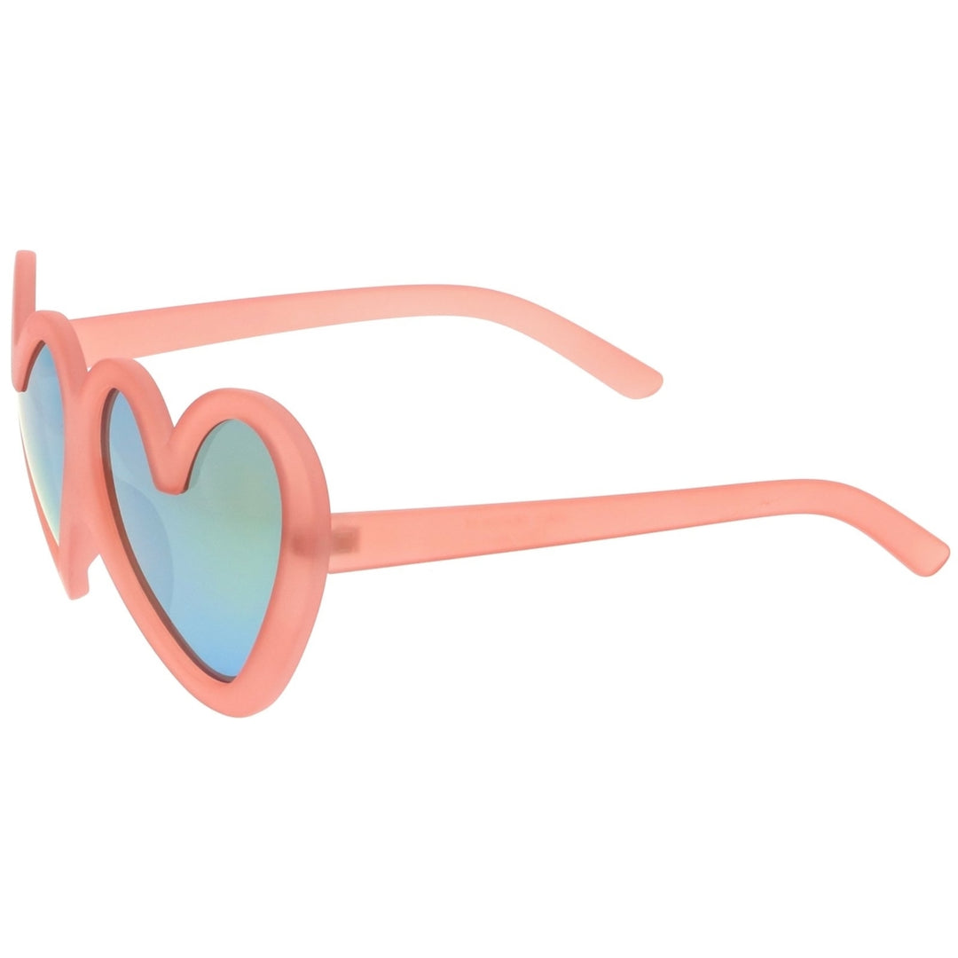 Cute Oversize Heart Sunglasses With Matte Finish Mirrored Lens 55mm Image 3