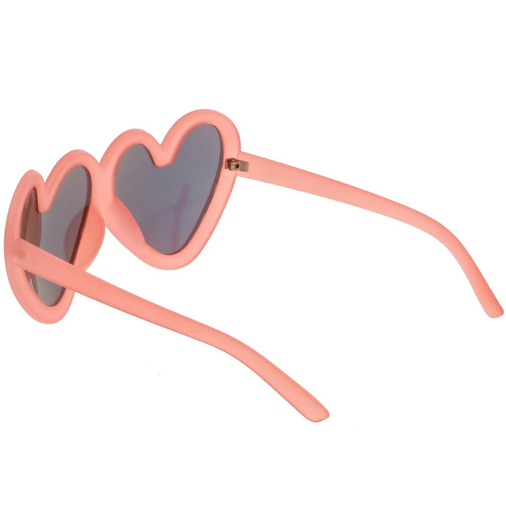 Cute Oversize Heart Sunglasses With Matte Finish Mirrored Lens 55mm Image 4