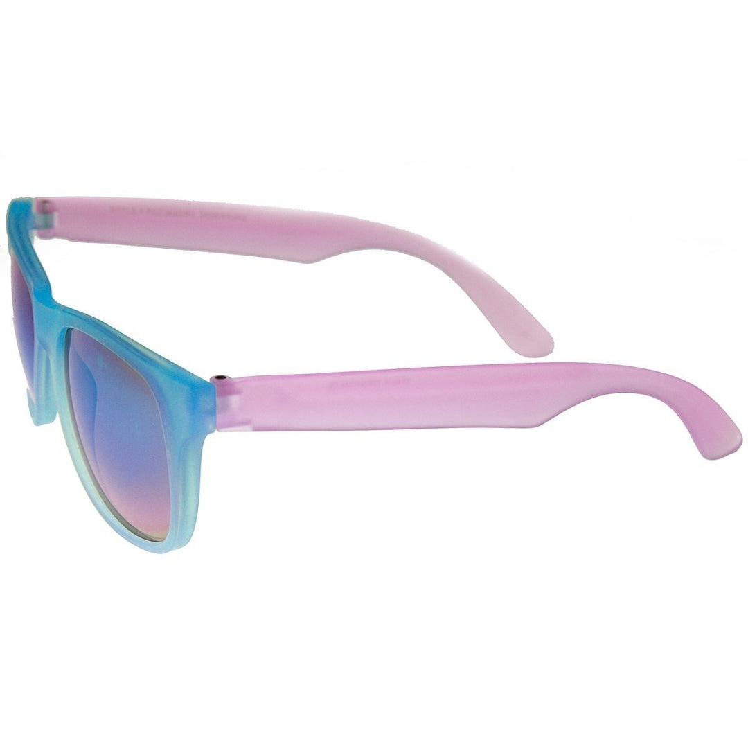 Frosted Colorful Two-Tone Frame Flash Mirror Lens Horn Rimmed Sunglasses Image 3