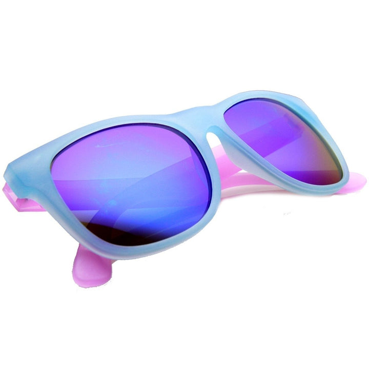 Frosted Colorful Two-Tone Frame Flash Mirror Lens Horn Rimmed Sunglasses Image 4