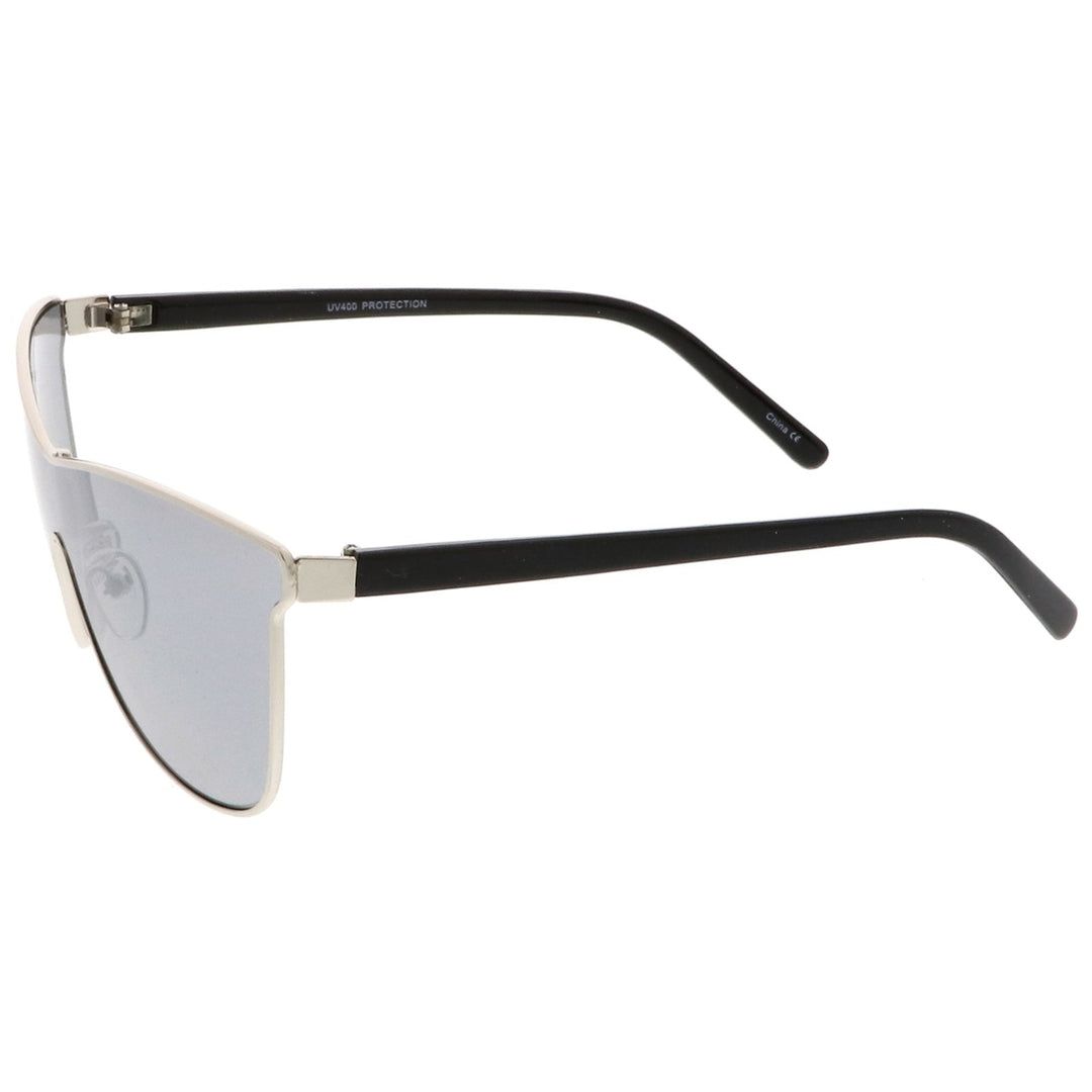 Futuristic Horn Rimmed Colored Mirror Mono Lens Cat Eye Sunglasses 65mm Image 3