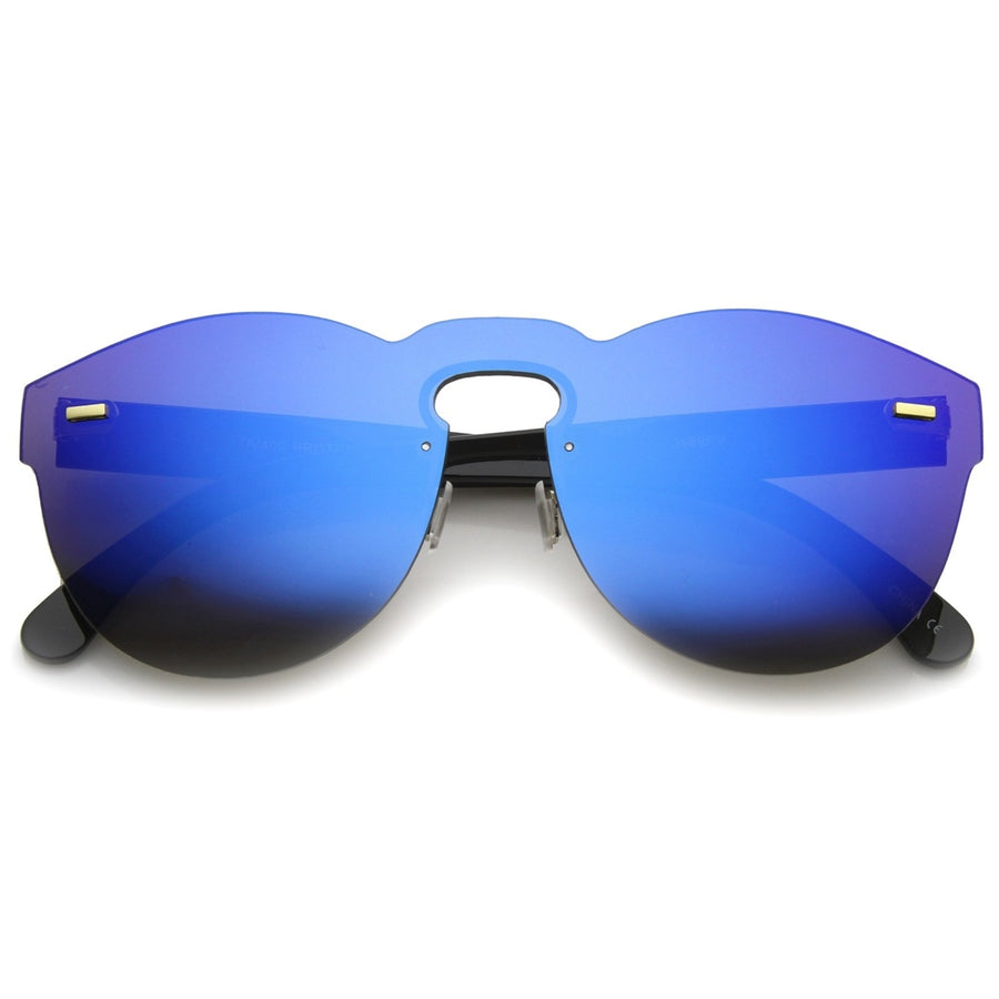 Futuristic Rimless Mono Flat Lens Horn Rimmed Shield Sunglasses 73mm Image 1