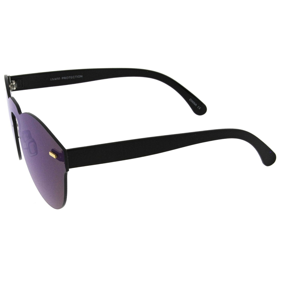 Futuristic Rimless Mono Flat Lens Horn Rimmed Shield Sunglasses 73mm Image 3