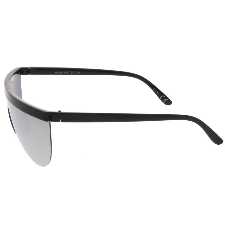 Futuristic Semi-Rimless Flat Top Colored Mirror Mono Lens Shield Sunglasses 65mm Image 3