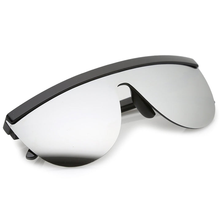 Futuristic Semi-Rimless Flat Top Colored Mirror Mono Lens Shield Sunglasses 65mm Image 4