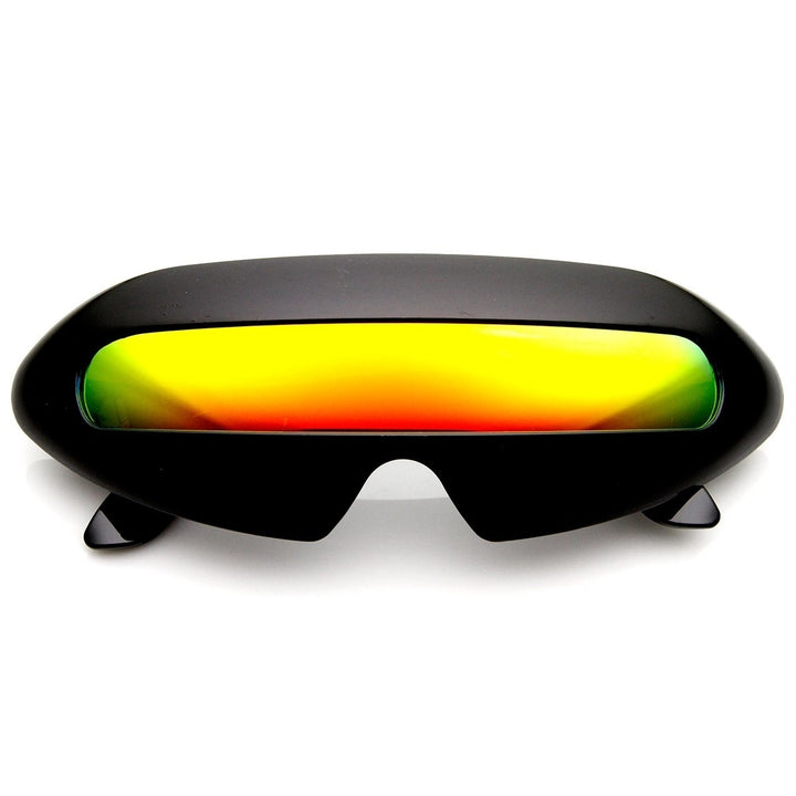 Futuristic Shield Single Lens Oval Party Novelty Cyclops Costume Wrap Sunglasses Image 1