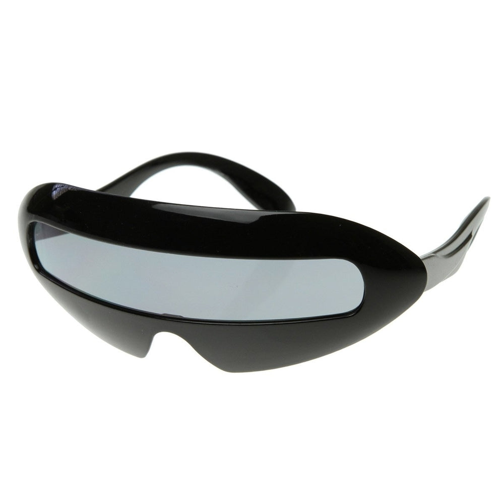 Futuristic Shield Single Lens Oval Party Novelty Cyclops Costume Wrap Sunglasses Image 2