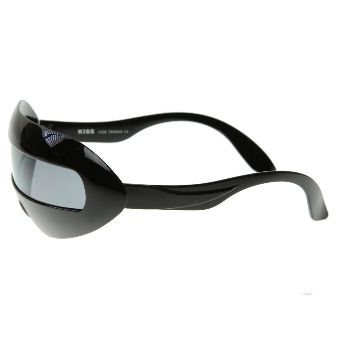 Futuristic Shield Single Lens Oval Party Novelty Cyclops Costume Wrap Sunglasses Image 3