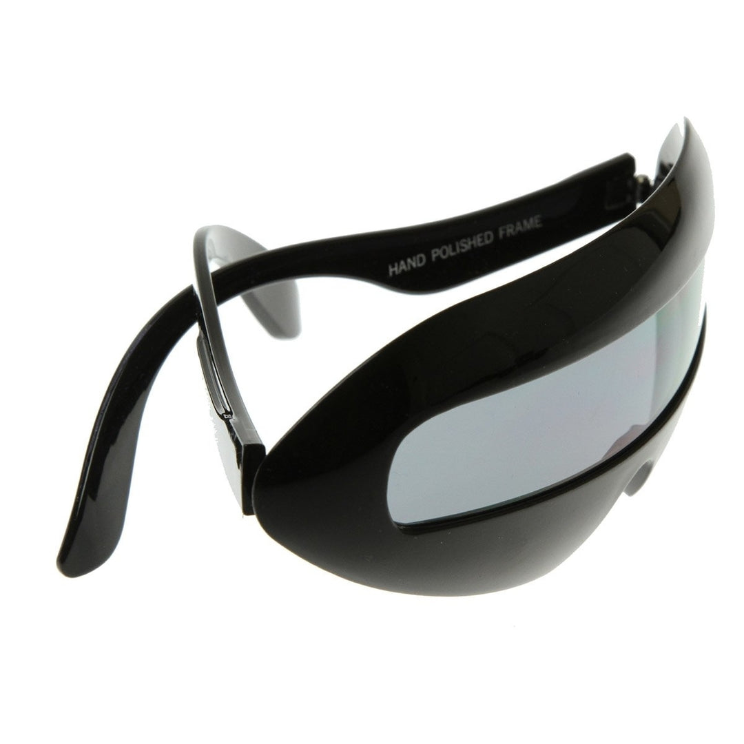 Futuristic Shield Single Lens Oval Party Novelty Cyclops Costume Wrap Sunglasses Image 4