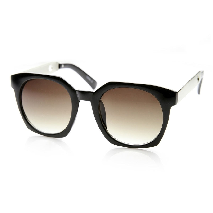 High Fashion Metal Temple Square Frame Womens Cat Eye Sunglasses Image 1
