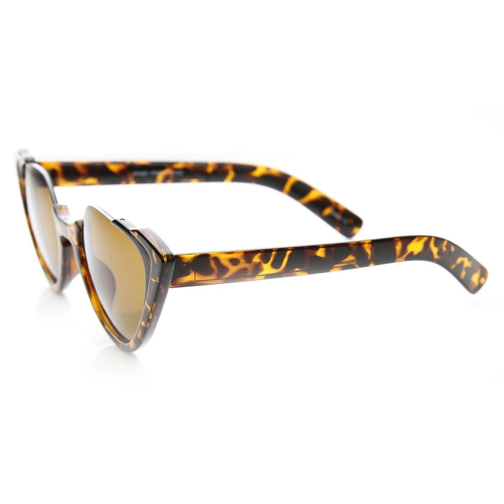 High Fashion Open Top Semi-Rimless Womens Cat Eye Sunglasses Image 3