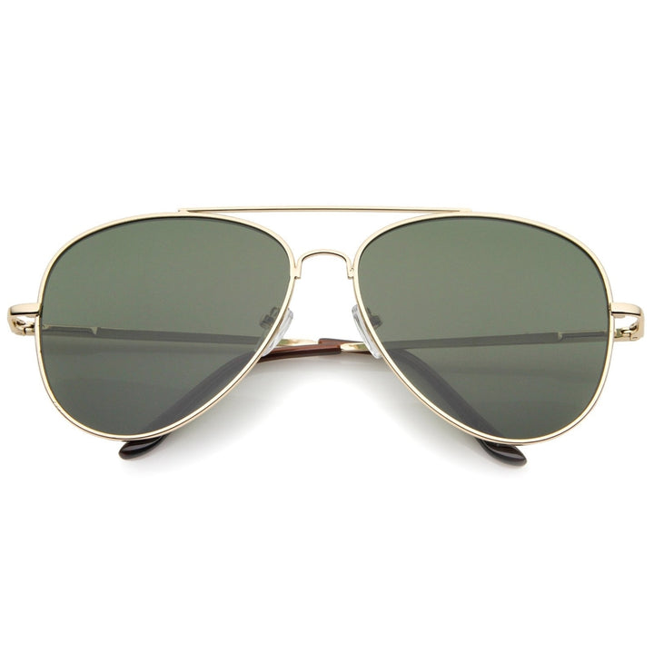 Large Classic Full Metal Teardrop Flat Lens Aviator Sunglasses 60mm Image 1