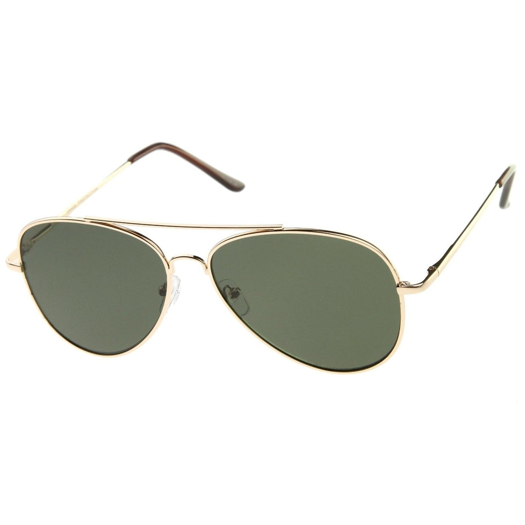 Large Classic Full Metal Teardrop Flat Lens Aviator Sunglasses 60mm Image 2