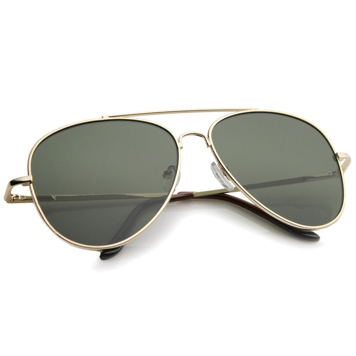 Large Classic Full Metal Teardrop Flat Lens Aviator Sunglasses 60mm Image 4