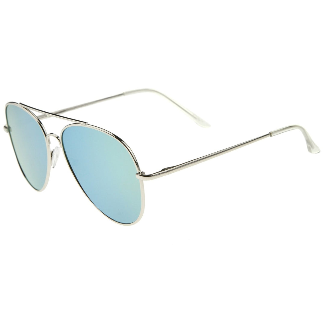 Large Full Metal Color Mirror Teardrop Flat Lens Aviator Sunglasses 60mm Image 3