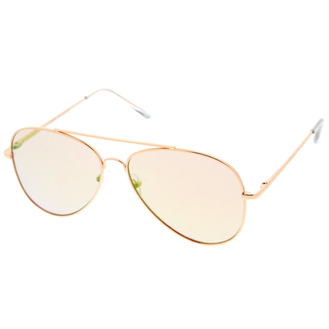 Large Metal Frame Colored Mirror Flat Lens Aviator Sunglasses 60mm Image 2