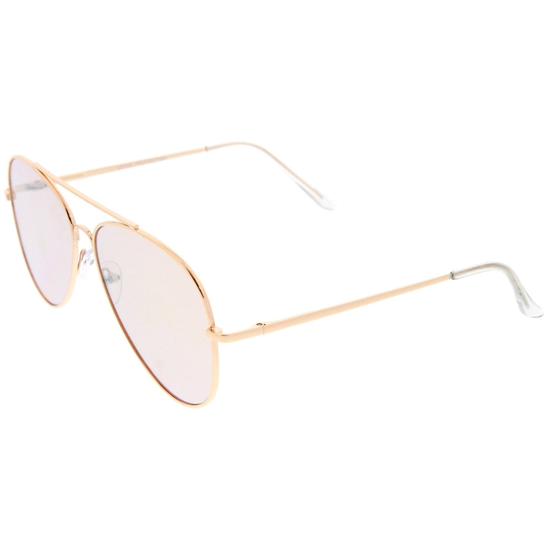 Large Metal Frame Colored Mirror Flat Lens Aviator Sunglasses 60mm Image 3