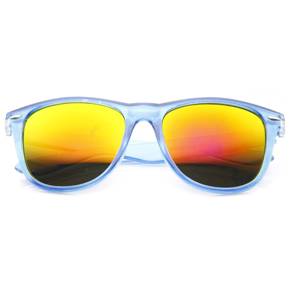 Oversized Translucent Horn Rimmed Sunglasses Color Mirror UV Protection 52mm Image 2