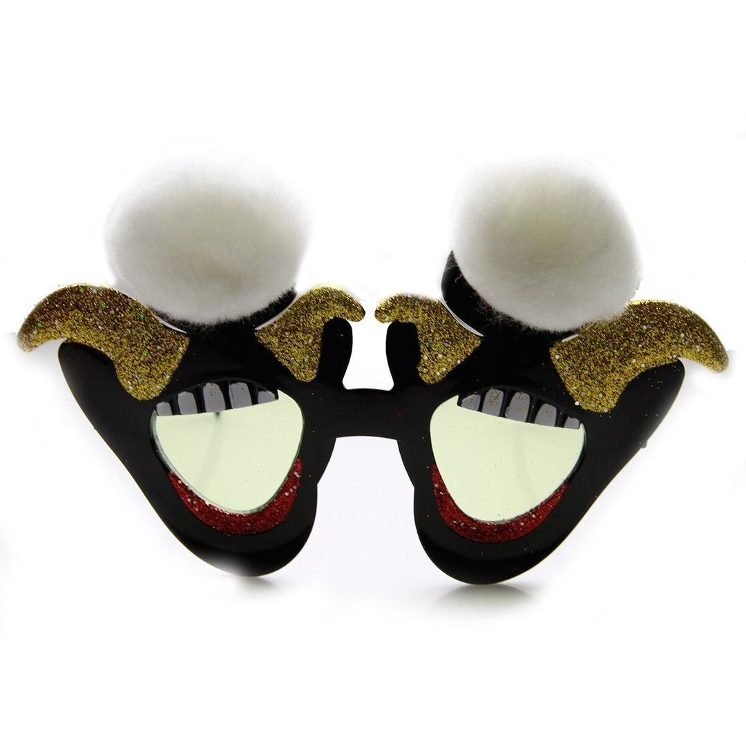 Laughing Jester Circus Clown Smile Furry Novelty Party Glasses Image 4