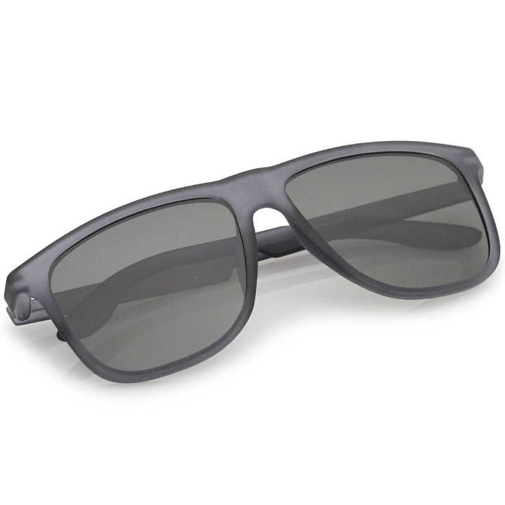Lifestyle Rubberized Matte Finish Flat Top Square Sunglasses 55mm Image 4