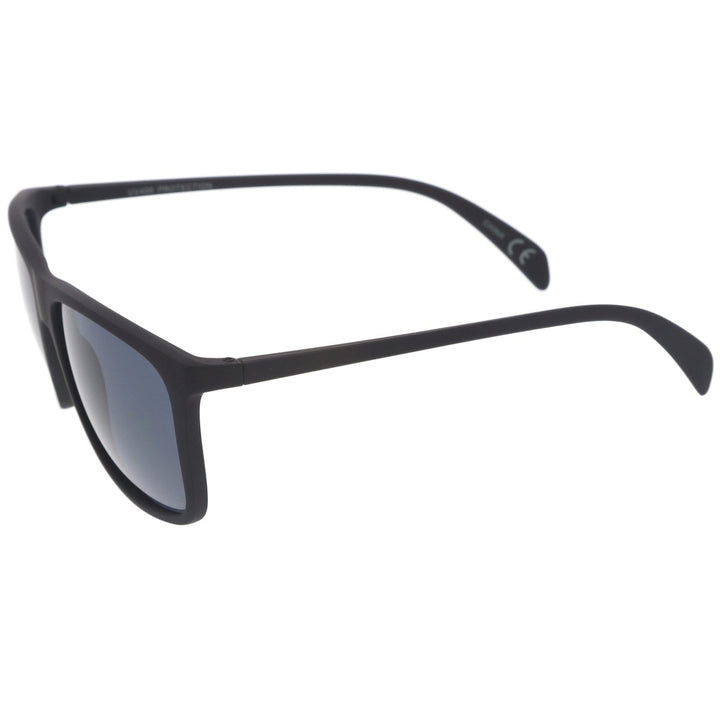 Lifestyle Rubberized Matte Finish Slim Temple Flat Top Square Sunglasses 56mm Image 3