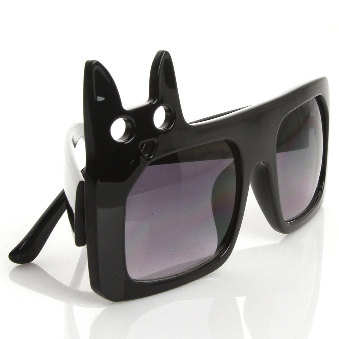 Luxe Inspired Fashion Kitty Cat Head Large Square Oversized Sunglasses Image 4