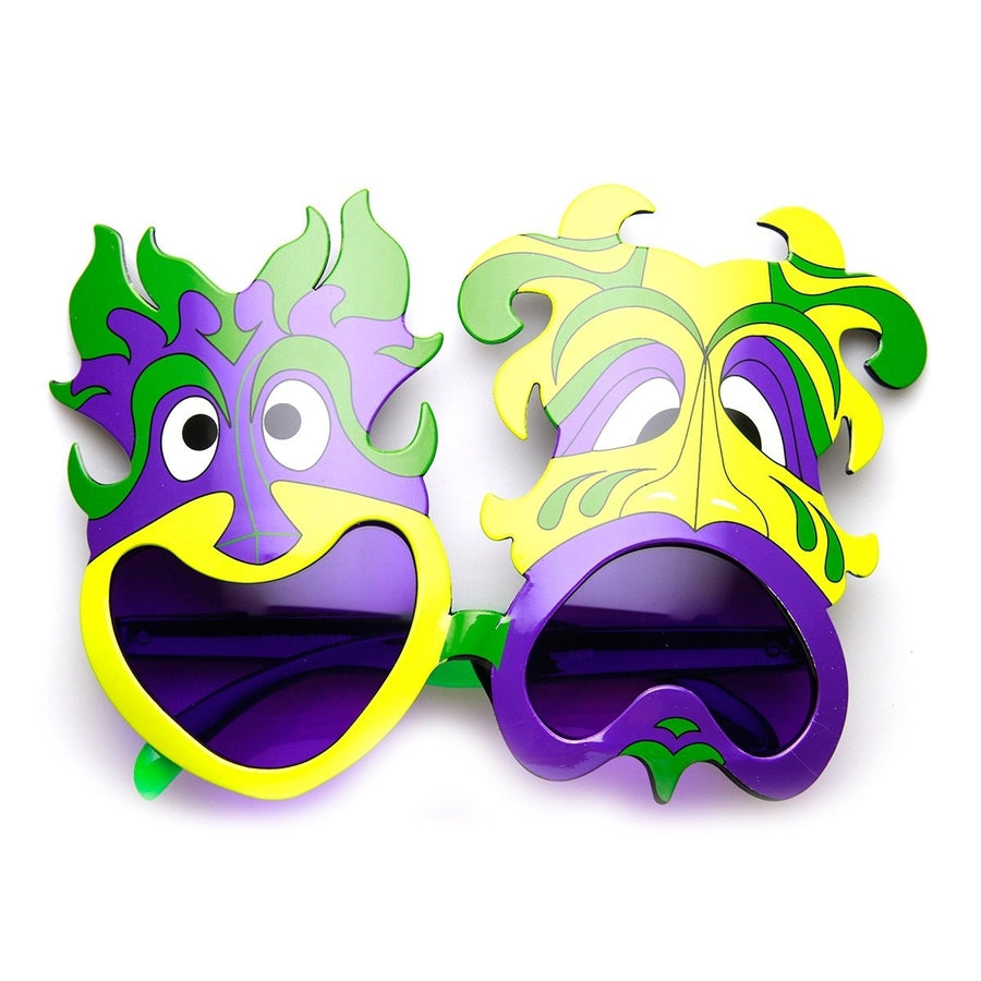 Mardi Gras Party Happy Sad Smile Now Cry Later Novelty Sunglasses Image 1
