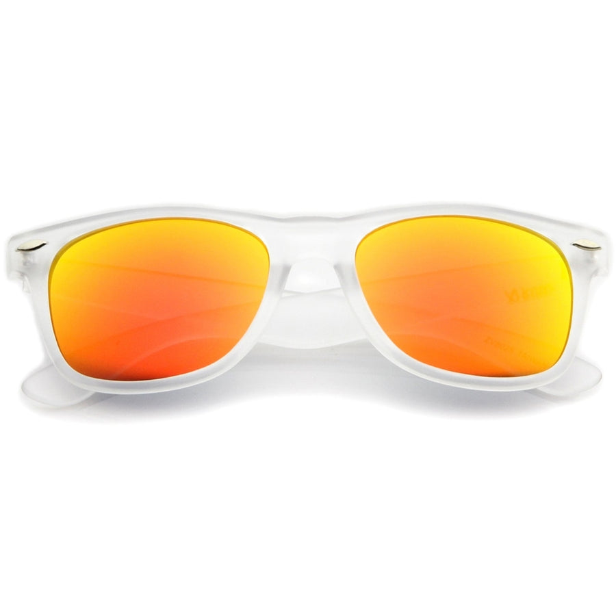 Matte Frosted Frame Reflective Colored Mirror Lens Horn Rimmed Sunglasses 54mm Image 1