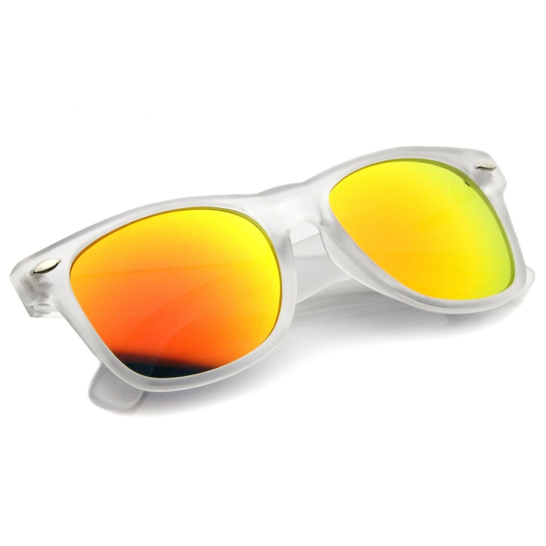 Matte Frosted Frame Reflective Colored Mirror Lens Horn Rimmed Sunglasses 54mm Image 4