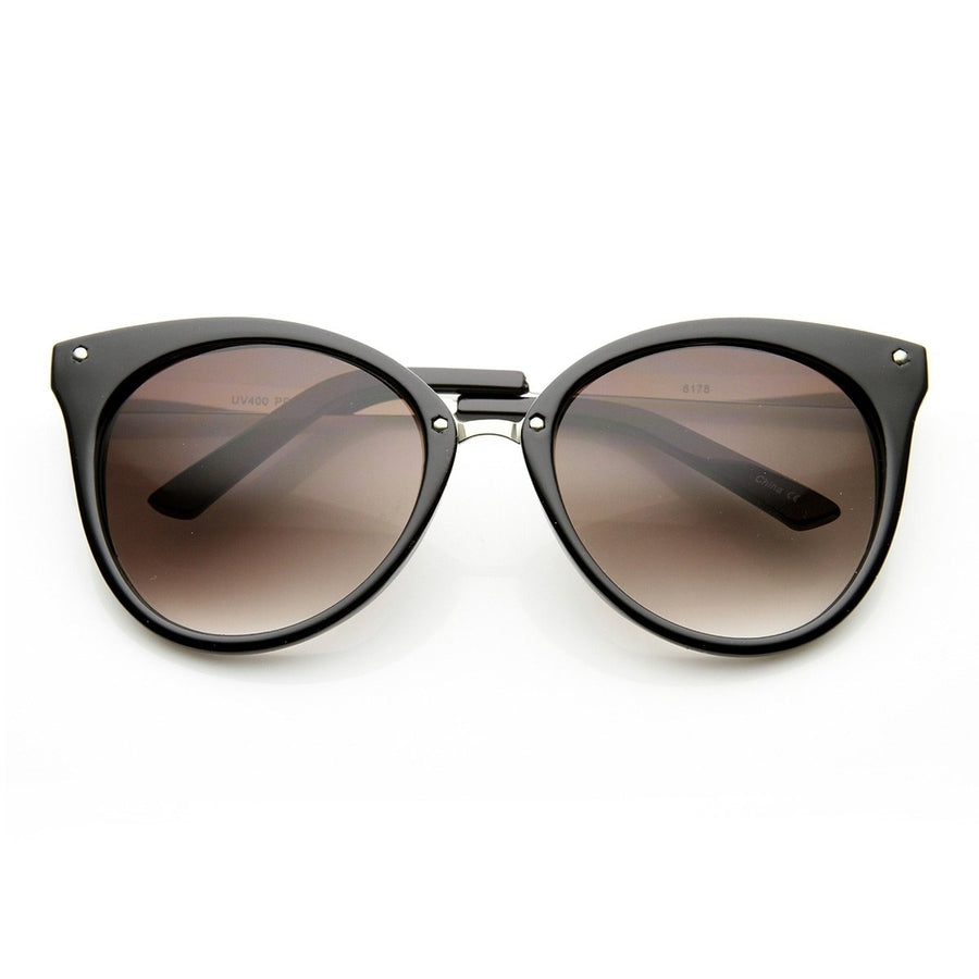 Medium Pointed Horn Rimmed Cat Eye Sunglasses with Studs Image 1