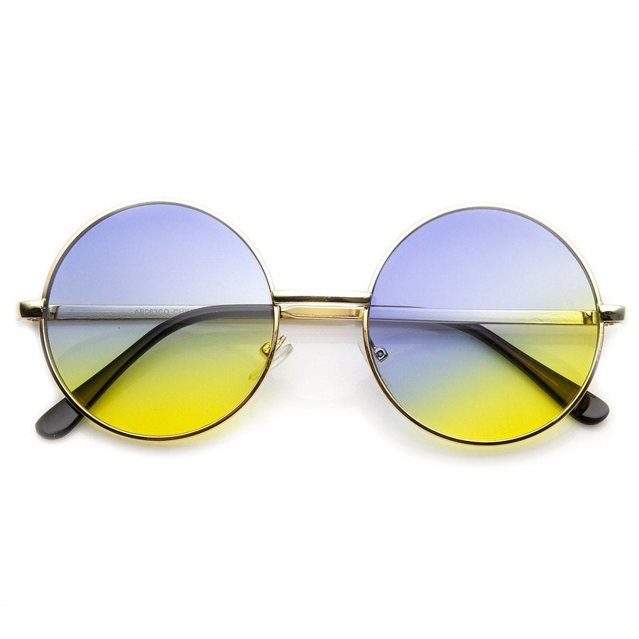 Mid Sized Metal Lennon Style Color Tinted Round Sunglasses Image 1