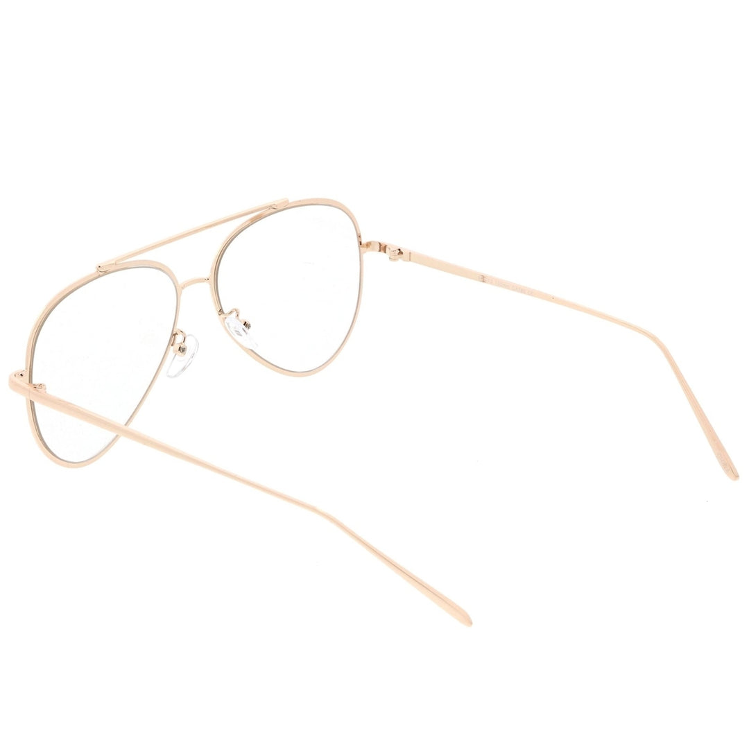 Mod Fashion Metal Aviator Eyeglasses Teardrop Rimless Clear Flat Lens 58mm Image 4