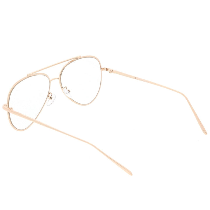 Mod Fashion Metal Aviator Eyeglasses Teardrop Rimless Clear Flat Lens 58mm Image 4