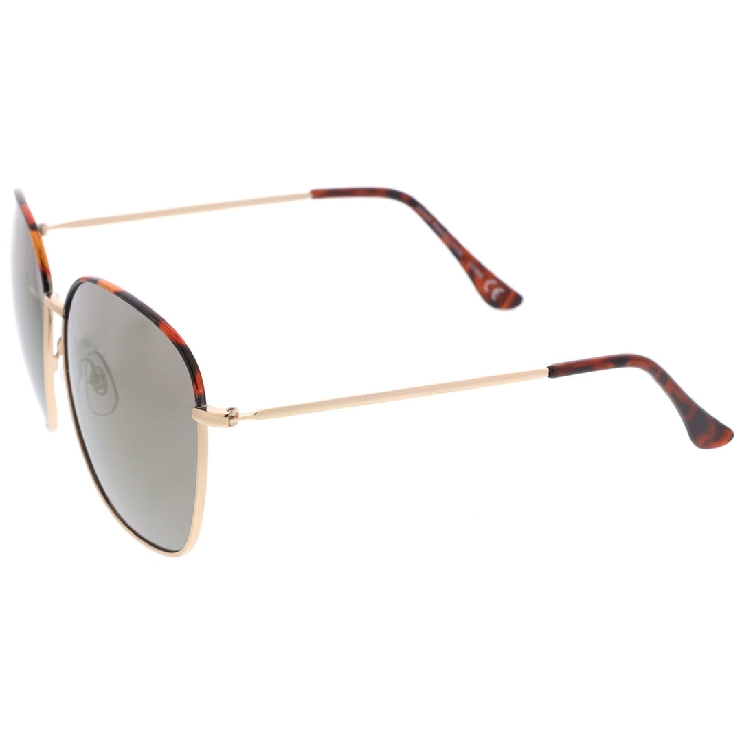 Mod Oversize Two-Toned Metal Frame Slim Temples Square Sunglasses 61mm Image 3
