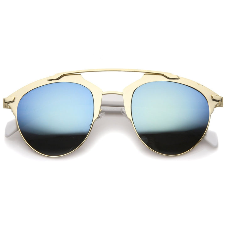 Modern Fashion Metal Double Bridge Mirror Lens Pantos Aviator Sunglasses 50mm Image 1