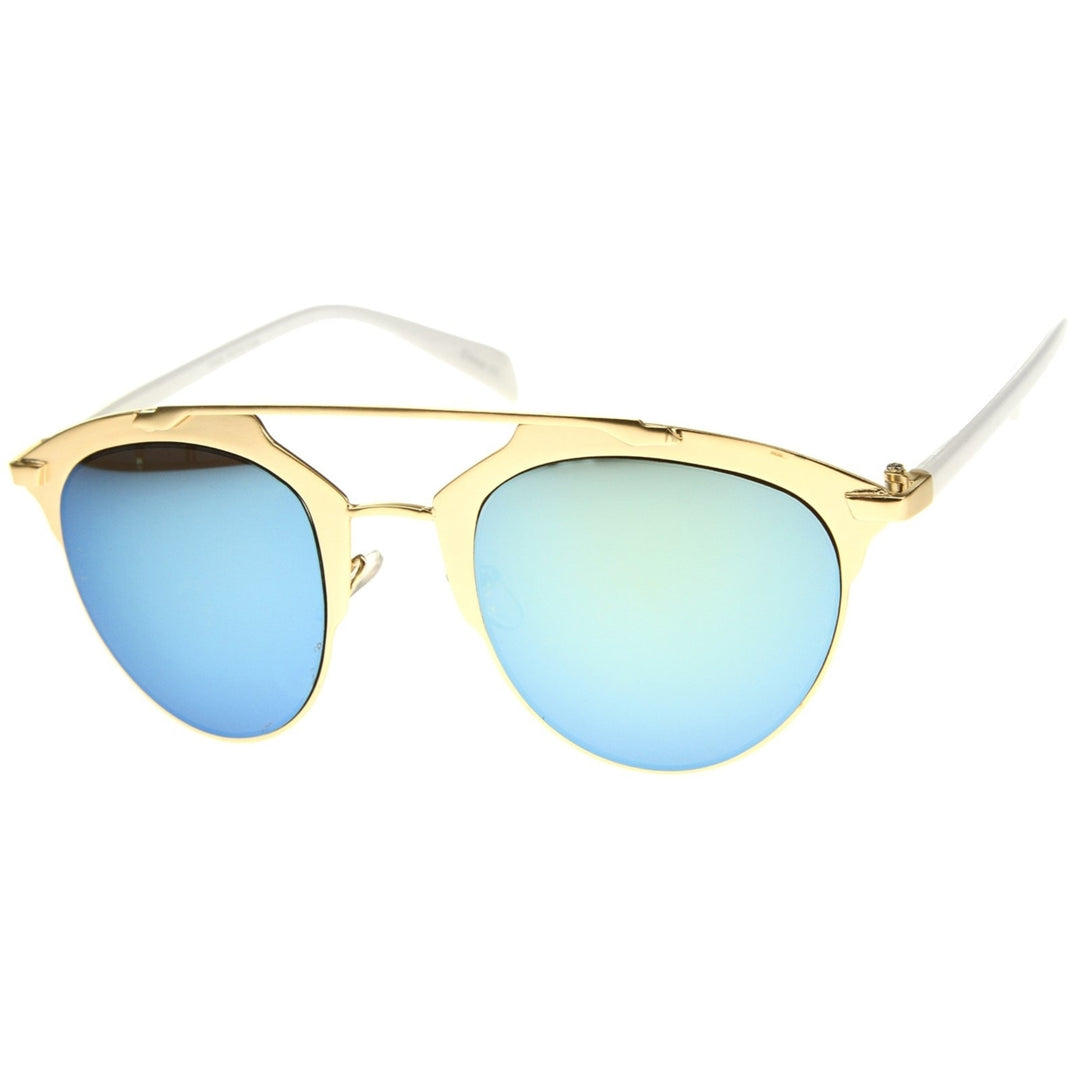 Modern Fashion Metal Double Bridge Mirror Lens Pantos Aviator Sunglasses 50mm Image 2