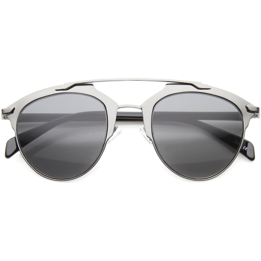 Modern Fashion Metallic Frame Double Bridge Pantos Aviator Sunglasses 50mm Image 1