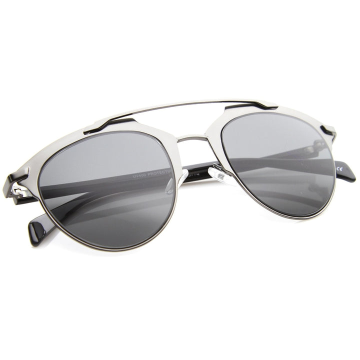 Modern Fashion Metallic Frame Double Bridge Pantos Aviator Sunglasses 50mm Image 4