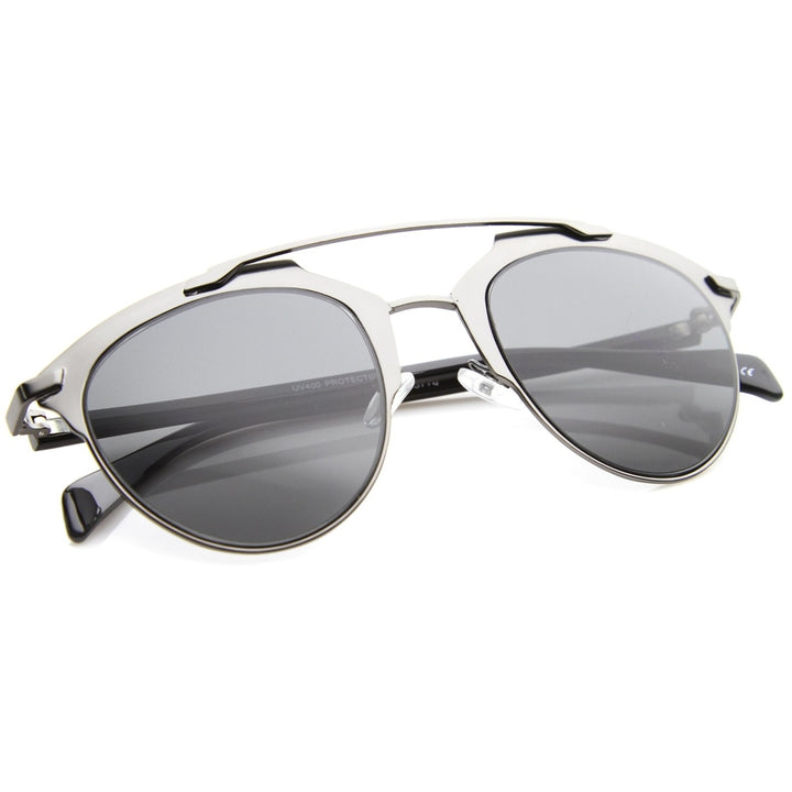 Metallic Frame Double Bridge Pantos Aviator Sunglasses 50mm UV Protection Modern Image 4