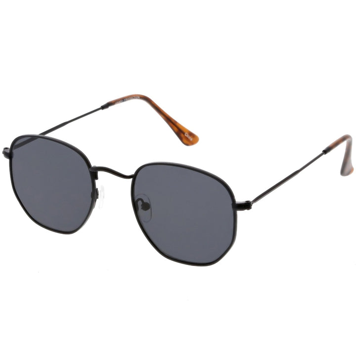 Modern Hexagonal Sunglasses Slim Metal Arms Neutral Colored Flat Lens 51mm Image 2