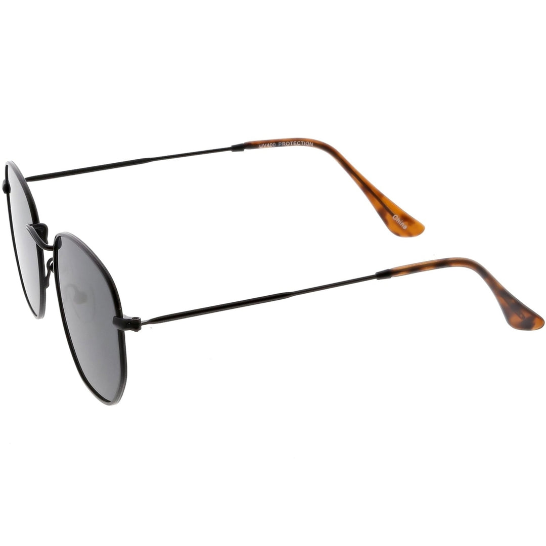 Modern Hexagonal Sunglasses Slim Metal Arms Neutral Colored Flat Lens 51mm Image 3