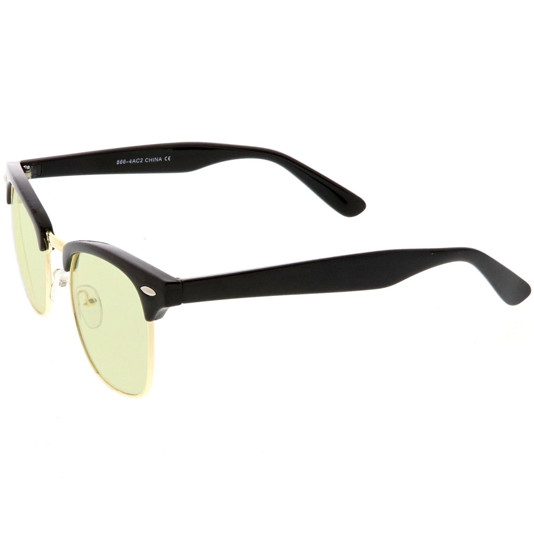 Modern Horn Rimmed Sunglasses Semi Rimless Color Tinted Square Lens 49mm Image 3