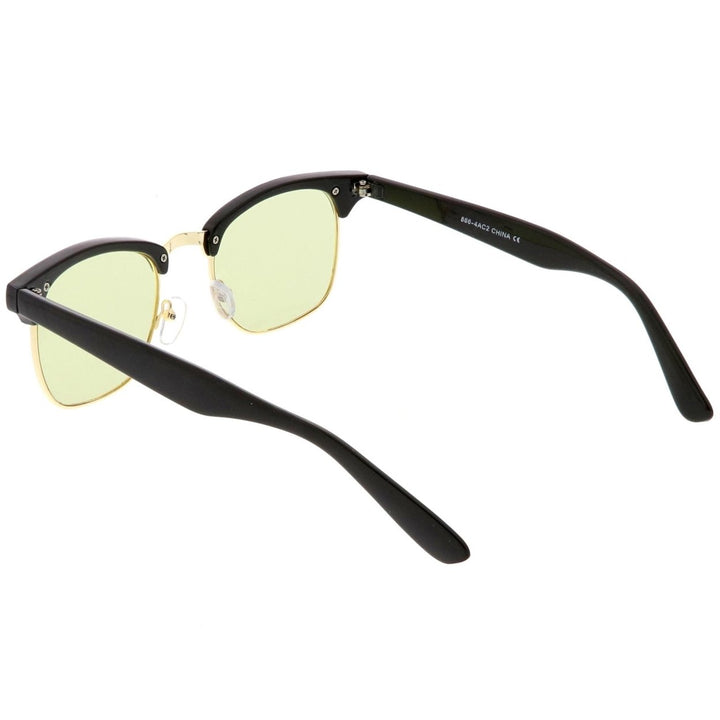 Modern Horn Rimmed Sunglasses Semi Rimless Color Tinted Square Lens 49mm Image 4
