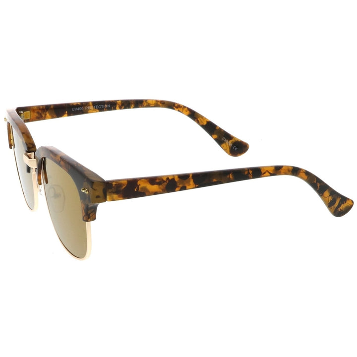 Modern Marble Print Horn Rimmed Mirrored Square Flat Lens Half Frame Sunglasses 51mm Image 3