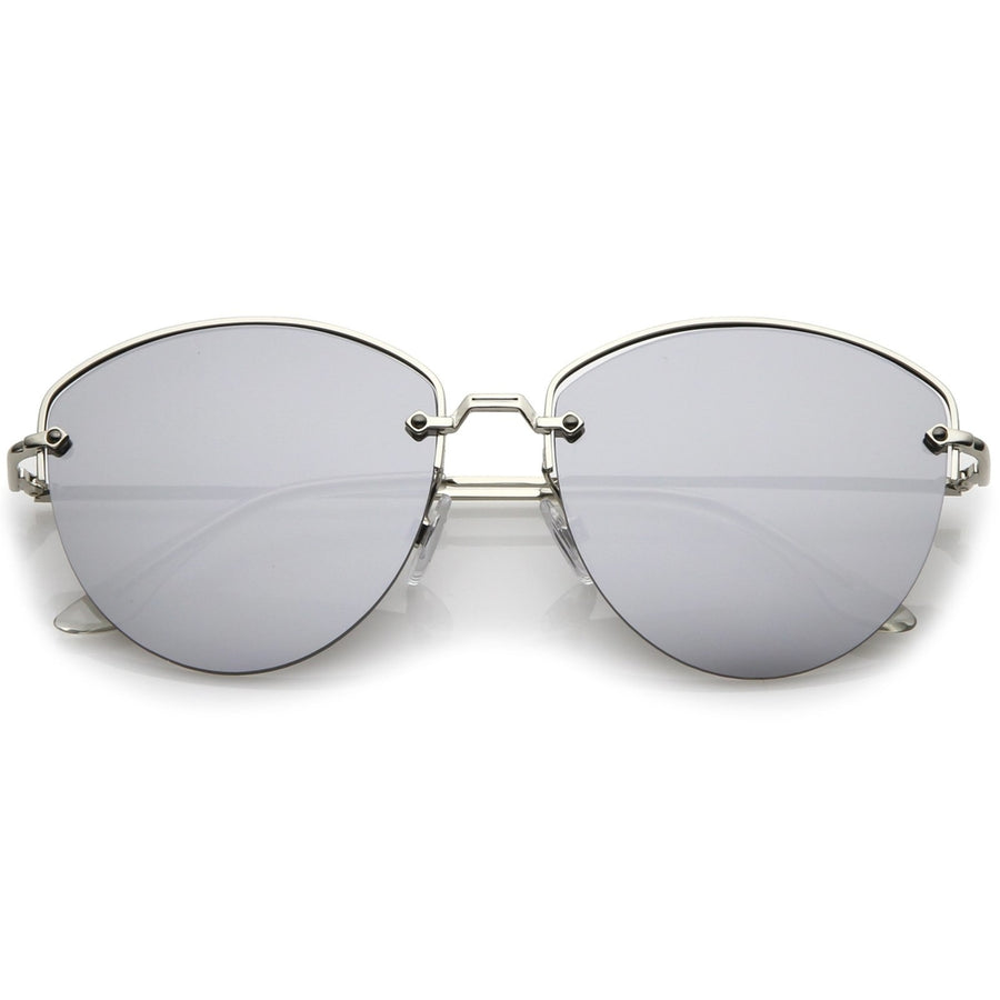 Modern Metal Nose Bridge Mirrored Flat Lens Semi-Rimless Sunglasses 60mm Image 1